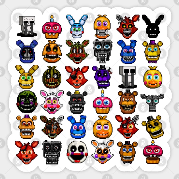 FNAF pixel art collage - Five Nights At Freddys - Sticker