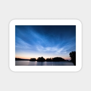 Night shining clouds over lake in Finland Magnet