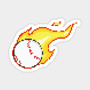 Baseball On Fire Pixel Art Magnet