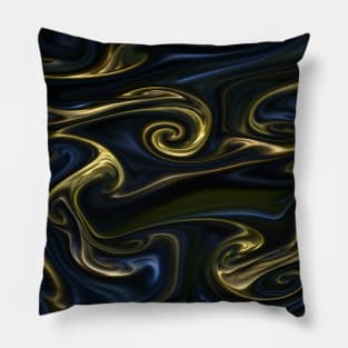 Blue and Green Fluid Abstract Painting Pillow