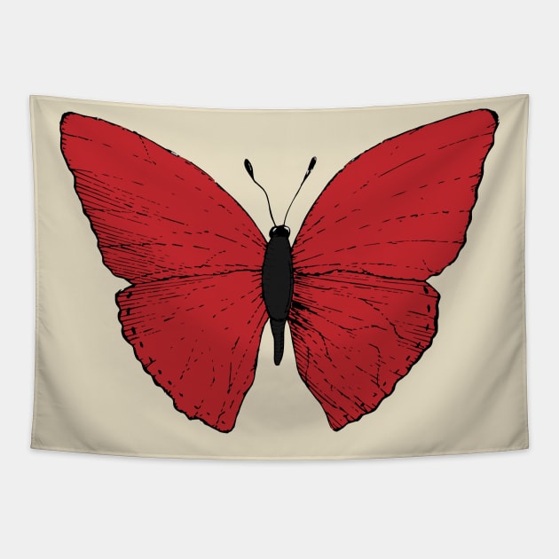 Big beautiful red butterfly. Tapestry by ludar