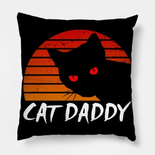 Cat Daddy - Cat Dad - Retro Black Cat Pillow