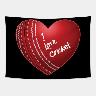 I Love Cricket Heart Tapestry