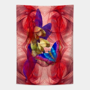 Vibrant butterfly in an alien storm Tapestry