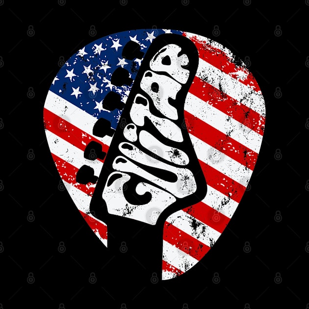 American Flag Guitar Head & Pick, 4th Of July by meowstudio