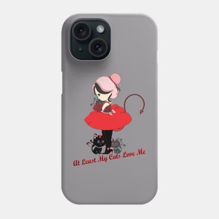 Cute Anime Girl with Demon Cats Phone Case