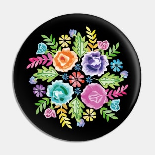 Mexican flower bouquet oaxaca tehuana colorful embroidery decoration Pin