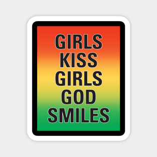 Vintage Girls Kiss Girls God Smiles Rainbow Aesthetic Streetwear Magnet