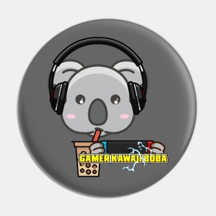 Cute Cartoon Kawaii Koala Gamer  Drinking Boba Pin