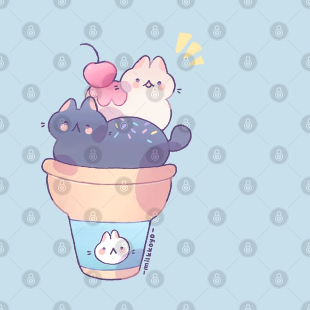 Ice cream cats by Milkkoyo