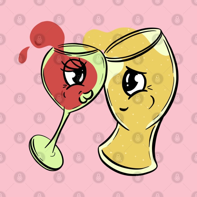 Alcohol Beer and Wine Love Mascot Cartoon Drunk by Squeeb Creative