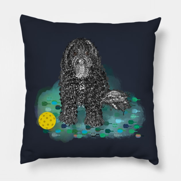 Pickles the dog, by Pickleball ARTwear Pillow by Pickleball ARTwear 