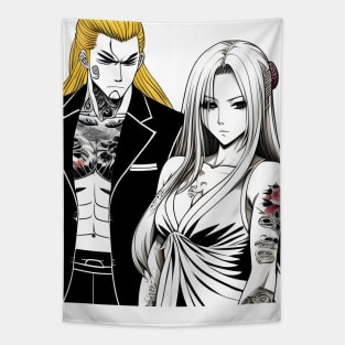 Couple Chef Manga Tatoo Tapestry