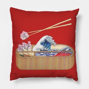 Bento Box Hokusai Style Pillow