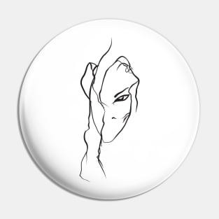 Lineart charming girl face Pin