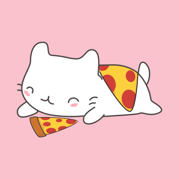 Cute Cat Loves Pizza T-Shirt by happinessinatee