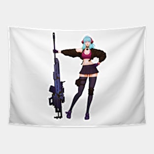 Girl and Gun Tapestry