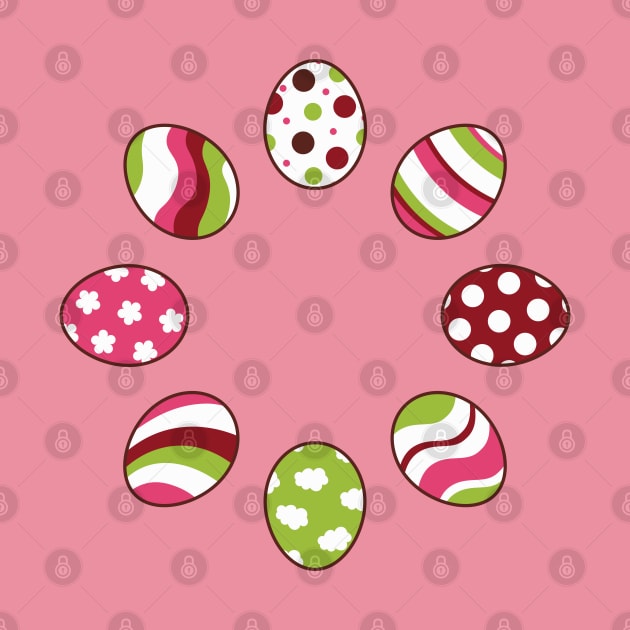 Eggs | Pink Green | Stripes | Dots | Clouds | Soft Pink by Wintre2