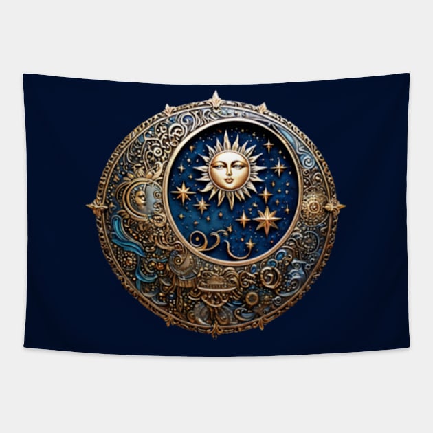 Celestial Sun and Moon Tapestry by AnySue