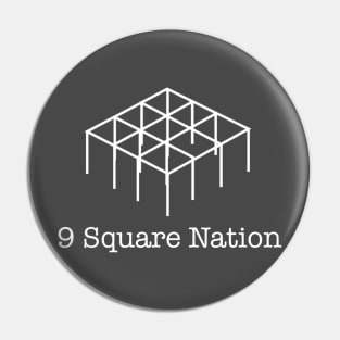 9 Square Nation White Print Pin