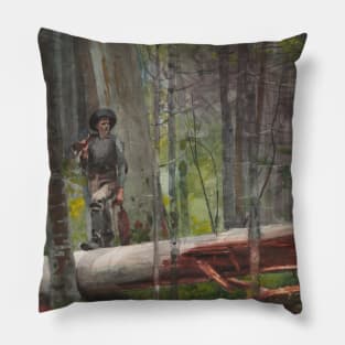 Hunter in the Adirondacks by Winslow Homer Pillow