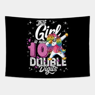 This Girl Is Now 10 Double Digits Dabbing Unicorn Birthday Tapestry