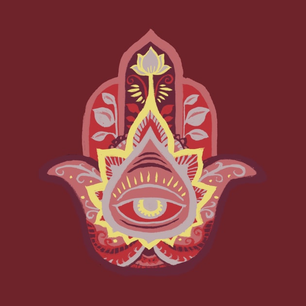 Hamsa Hand - Garnet(January) by akaneyabushita