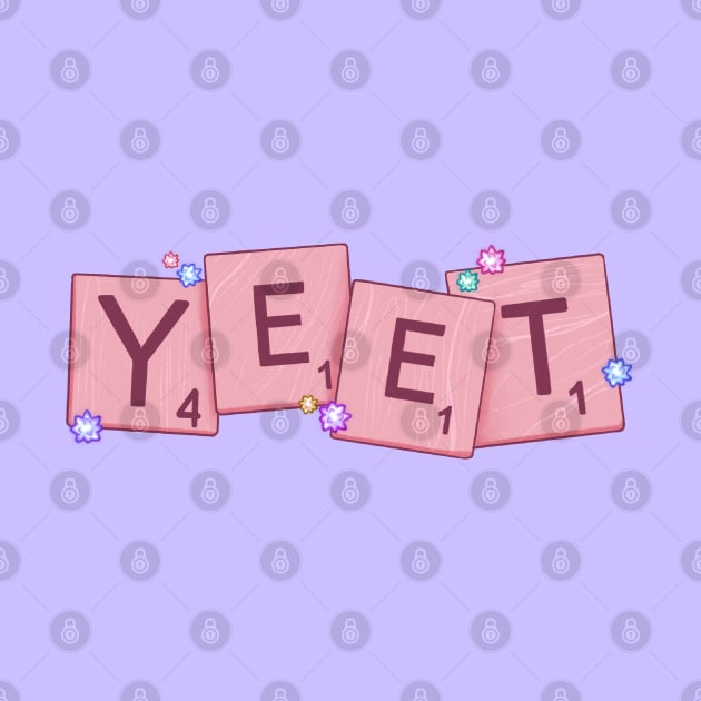 Scrabble Yeet Cute Kawaii Pink by desiisart