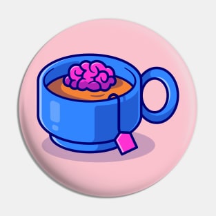 Brain Tea In Cup Cartoon Pin