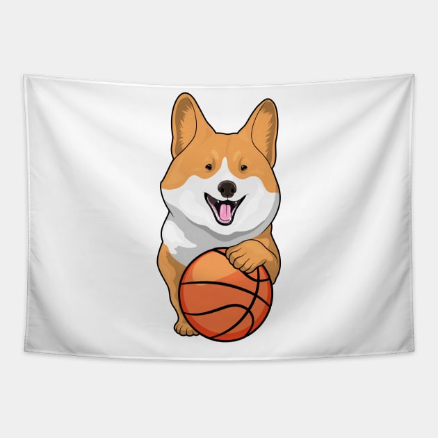 Corgi Basketball player Basketball Tapestry by Markus Schnabel