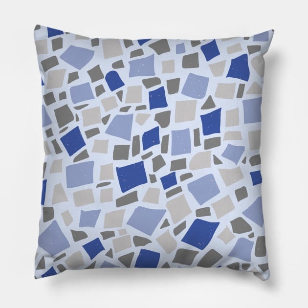 Broken Tiles Mosaic Pattern Dark Blue Color Background GC-120-8 Pillow by GraphicCharms