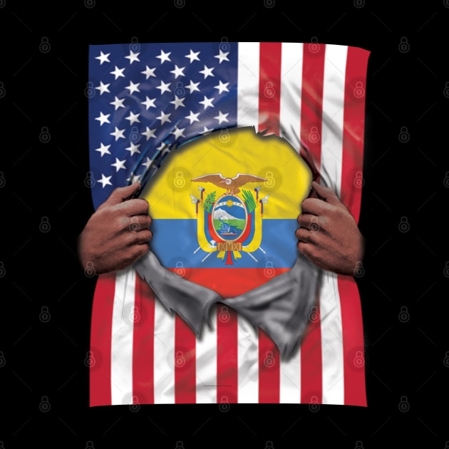 Ecuador Flag American Flag Ripped - Gift for Ecuadorian From Ecuador by Country Flags