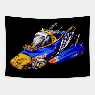 Space Ship Racer Illustration Tapestry