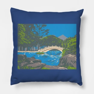 Arch Bridge Guanghua Pool National Chiang Kai-shek Memorial Hall Taiwan WPA Art Deco Poster Pillow