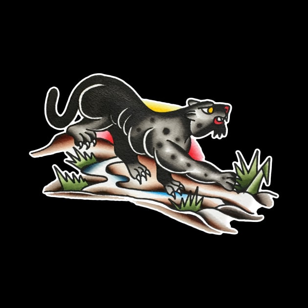 Prowling Panther Tattoo Design by forevertruetattoo