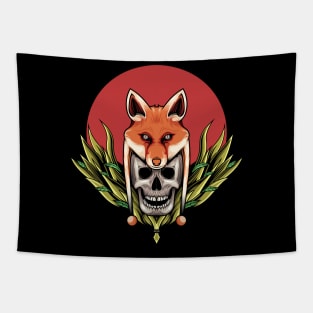 Skull with Fox Head Tapestry