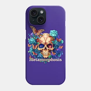 Enchanting Decay, Bloom Skull in a Gothic Garden (Chromatic Version) Phone Case