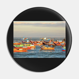 COLORFUL BOATS ON THE SEA DESIGN Pin