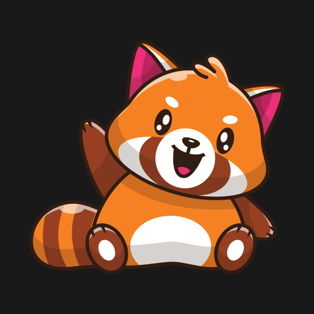 Cute Red Panda Waving Hand Cartoon by Catalyst Labs