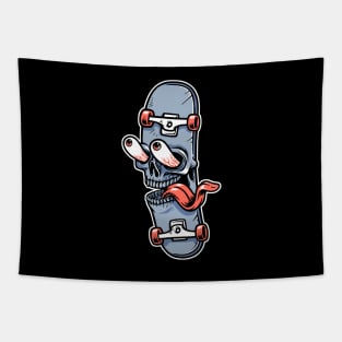 funny skull face skateboard Tapestry