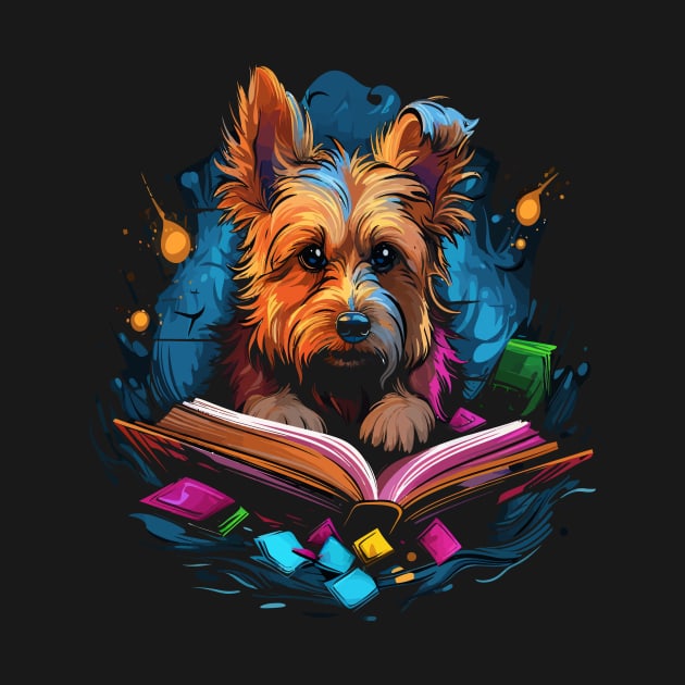 Australian Terrier Reads Book by JH Mart