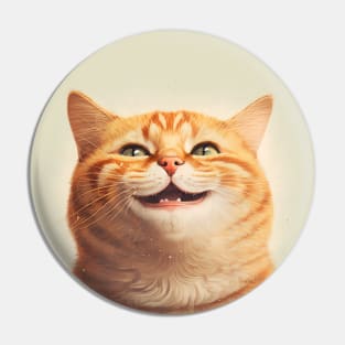 Realistic illustration of cute red haired cat smiling at the camera Pin