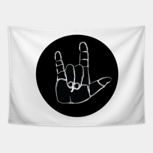 ASL ILY chalkboard circle Tapestry