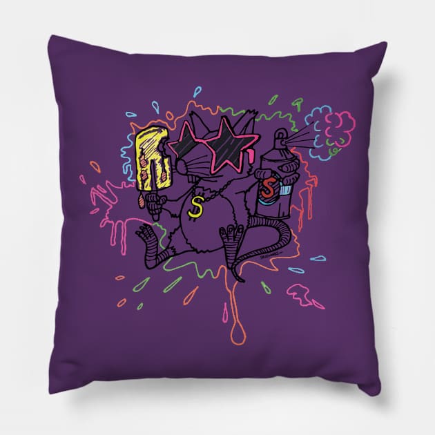 Rat on a splat Pillow by Siegeworks