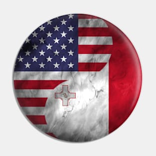 USA and Malta Dual Flag Yin Yang Combination Pin