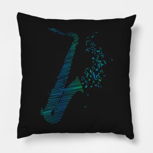 Creative Saxophone Art - Blue Mix Pillow