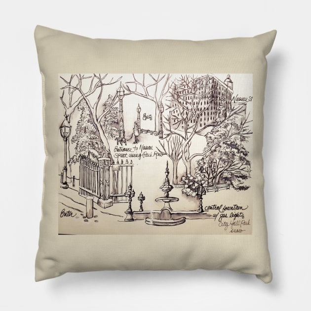 City Hall New York in Spring Snow Pillow by astrongwater