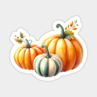 Watercolor Pumpkin Trio - Autumn Design - Fall Painting Magnet