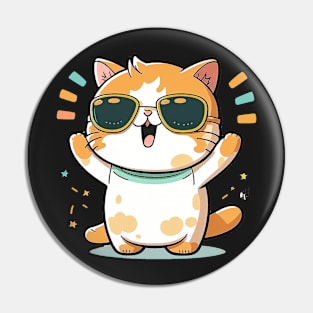 Cute ginger cat wearing sunglasses Pin