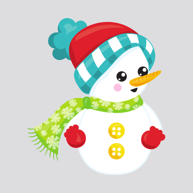 Christmas Snowman, Hat, Scarf, Gloves, Carrot Nose by Jelena Dunčević